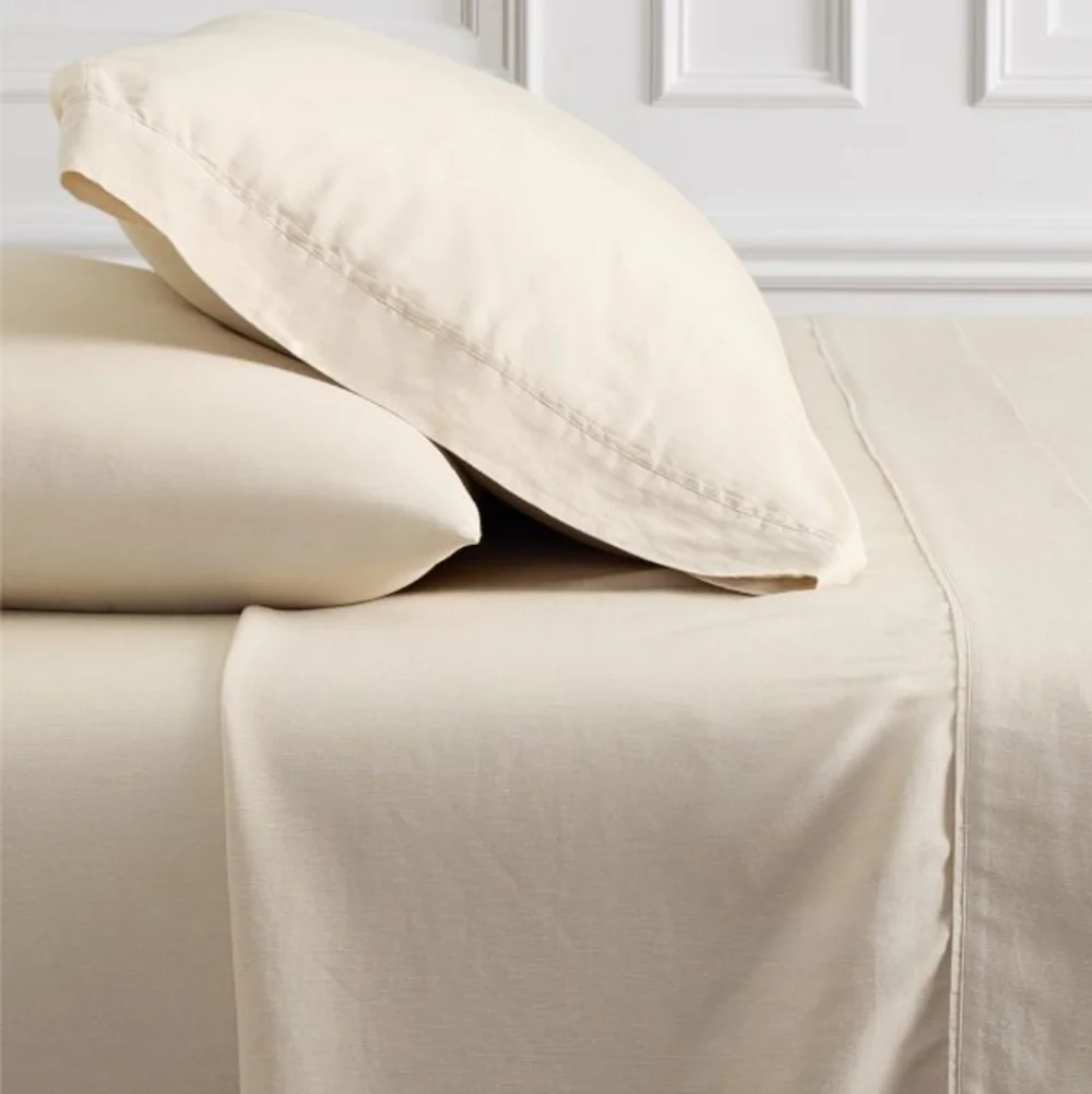 West Elm Signature Tencel Linen Sheet Set, Queen, Sand, Retail $249.00 USD